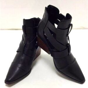 Yellowbox Strappy Black Booties medium‎ heel Size 8